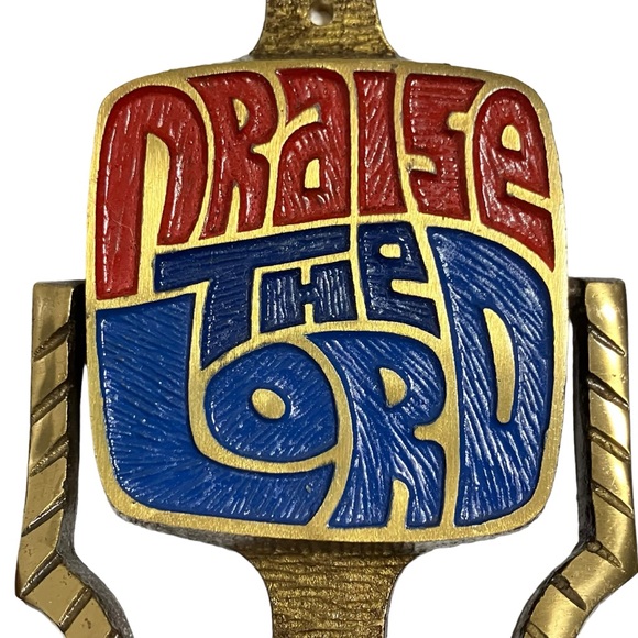 Rare 1960's Praise The Lord Terra Sancta Guild Brass Door Knocker - Picture 4 of 6